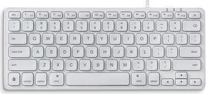 Perixx PERIBOARD-332MW Wired Backlit Scissor Keyboard - Compatible with Mac OS X and iOS Device - Mini 11.22x4.57x0.83 Inches - Scissor Keys with Big Font - White Backlit