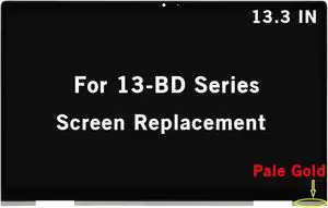 HOYRTDE 13.3" New Screen Replacement for HP Envy x360 13-bd 13-bd1xxx 13-bd0063dx 13m-bd0023dx FHD 1920x1080 IPS LCD Display Touch Screen Digitizer Assembly Bezel with Board 30Pin Non-OLED (Pale Gold)