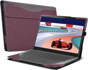 Laptop Case for Lenovo Slim Pro 7 Laptop|Slim 7 Pro X 14" [Not Other Models] Laptop All Inclusive Drop Case 14 inch PU Leather Inside Pocket Cover (Wine red)