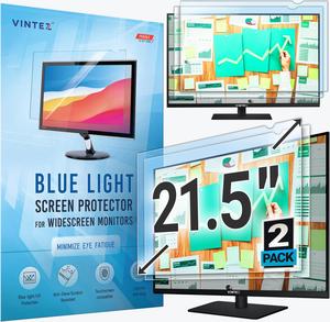 VINTEZ 21.5 inch [2 Pack] Anti-Glare Blue Light Blocking Screen Protector Panel for 16:9 Widescreen Computer Monitor - LED PC Anti-UV Eye Protection Filter Film - Anti-Scratch Diagonal Frame Shield