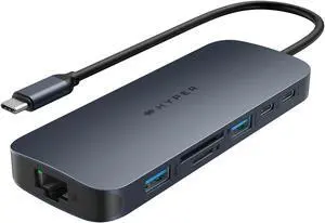 HyperDrive Next 11 Port USB C Hub for Mac, PC, and Chromebook w/ 2 4K60Hz HDMI, 2 USB-A, 2 USB C Hub 10Gbps, USB-C 10Gbps 140W Power Delivery, SD & microSD Card Reader, Ethernet, 3.5mm Audio Ports