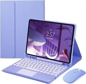 Keyboard Cover with Mouse for Galaxy Tab S9 11 inch 2023 SM-X710/X716B/X718Uwith Touchpad S Pen Holder Round Key Slim Smart Detachable Bluetooth Keyboard (Tab S9 (2023), Purple)