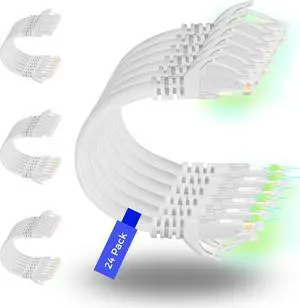 Rapink Patch Cables Cat6 1ft (48 Pack), Ethernet Patch Cable 10G, Cat 6 Patch Cable for Patch Panel to Switch, Flexiable Cat 6 Ethernet Cable with Gold Plated White