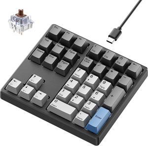 Kisnt Mechanical Number Pad, 34 Key Hot Swappable Numpad with Gateron Switches Wired USB Numeric Keypad with PBT Keycaps White Backlit Keypad for Laptop, Mac, PC Desktop (Brown Switch)