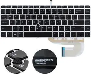 YAEHUYING New Laptop Backlit Keyboard with Pointer for HP EliteBook 840 G3 840 G4 745 G3 745 G4 848 G3, P/N 901042-001 903008-001 836308-001 6037B0126901 Silver Frame US Layout