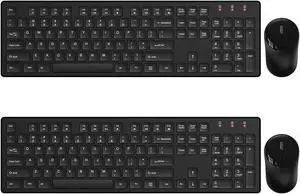 Wireless Keyboard and Mouse, Trueque Silent 2.4GHz Cordless Full-Sized Ergonomic USB Mouse Combo, Sleep Mode, Lag-Free for Computer, Laptop, PC, Mac, Windows (2 Pack-Black)