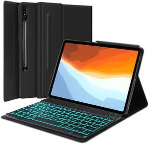 OYOSUOGG Galaxy Tab S9/S8/S7 11" Keyboard Case | Protective Stand Cover with S Pen Holder | Magnetically Bluetooth Keyboard with 7 Color Backlight | Detachable Wireless Keyboard