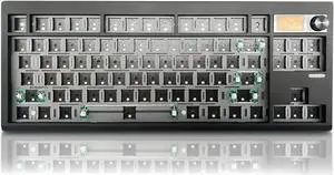 FKZ GMK87 TKL Mechanical Keyboard Kit,80% Hot-Swap Tri-Mode BT 5.0/2.4G/USB-C Wireless RGB Gaming Keyboard Custom Gasket Mounted TFT LCD Screen Barebones Kit with DIY Knob for PC Mac(Black)