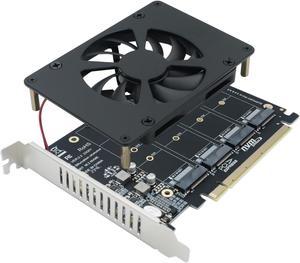 COMeap Quad NVMe PCIe Adapter M.2 NVMe SSD to PCI-e 4.0 3.0 x16 Card with Fan Support 2230 2242 2260 2280 NVMe SSD (PCIe Bifurcation Required)