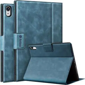 Antbox Case for iPad (A16) 11th (11'')/ 10th Generation (10.9'') High Grade Skin-Touch Vegan Leather with Built-in Pencil Holder Auto Sleep/Wake Function (Blue)