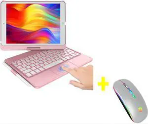 KBCASE iPad 9th Generation Case with Keyboard, Touchpad Keyboard Case for iPad 9th/8th/7th 10.2 inch, 360°Rotatable Case with Pencil Holder & LED Wireless Mouse Laptop Mouse Wireless Computer Mouse