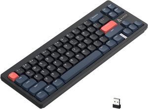 A.JAZZ AKL680 Wireless Mechanical Keyboard, BT/2.4Ghz Dual-Mode Low Profile Gaming Keyboard with Blue Switch,Full N-Key Rollover, Ultra-Compact 68 Keys Keyboard for PC/Laptop/Windows/Mac-Blue/Black