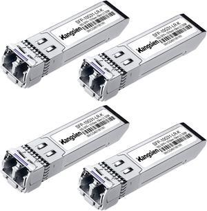 10GBASE-LR SFP+ Module, 10G 1310nm Single Mode SFP LC Fiber Optic Transceiver, SFP+ Up to 10km Range, Compatible with Cisco SFP, Meraki, Ubiquiti, Mikrotik, Fortinet, TP-Link(4 Pack)