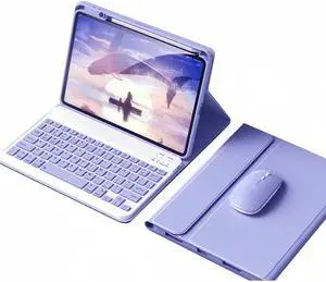 kaidisen Keyboard Case Mouse for iPad A16 11th Gen 2025,iPad 10th Generation 10.9 inch 2022 Detachable Cute Color Keyboard Case with Pencil Holder,Purple