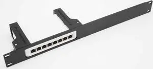 Rack Mount UniFi USW-LITE-8-POE Injection Molded Front and 3D Printed Rear arms 19inch 1U