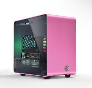 ElectroCookie Raspberry Pi 5 Case, Aluminum Mini Tower Case with Cooling Fan and Color Changing Ambient Light (Pink)