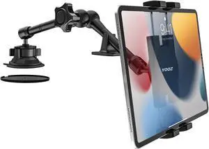 YOOZ Car/Truck Tablet Mount for Dashboard Windshield, Vehicle Heavy Duty Suction iPad Holder with Metal Arm for 4-12.9" Tablet & Phones, iPad Pro/Air/Mini, Galaxy, Lenovo, iPhone etc