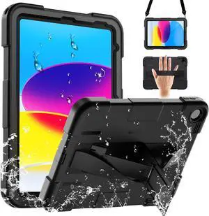 SUPFINE for Waterproof iPad (A16) 11th Generation Case & iPad 10th Generation Case, [Built-in Screen Protector] [IP68 Waterproof] [Military Drop Proof] Heavy Duty Shockproof Protective Cover, Black