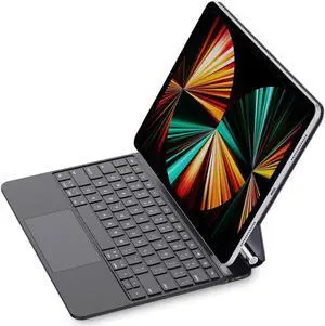 ZENLU iPad Air 13" (M2, 2024) Case with Keyboard, Trackpad, Battery Percentage Indicator, Floating Cantilever Stand, 7 Color Backlit Keyboard Case for iPad 12.9"(3/4/5/6 Gen), Air 13"(M2) (Black)