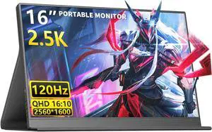 MAGICRAVEN 2.5K 120Hz Portable Gaming Monitor, 16"" 2560x1600 Laptop Monitor, USB C Second Screen, Travel Monitor for Phone PS5 Switch Xbox, M1601