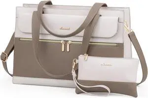 LOVEVOOK Laptop Bag for Women 15.6 Inch Laptop Tote Work Professional Leather Computer Briefcase Waterproof Handbag Shoulder Large Capacity Business Teacher Office Crossbody Purse