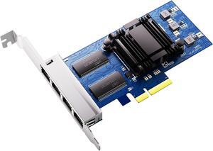 BZIZU Quad-Port PCIe Gigabit Ethernet Server Adapter, Intel I350-T4 NIC Card for Windows Linux VMware