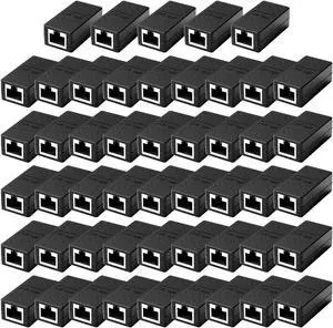 ZUZONG 50 PCS Gigabit RJ45 Coupler, Ethernet Extender Connector in Line Coupler for Cat8/Cat7/Cat6/Cat5e/Cat5 Ethernet Cable Extender Adapter Female to Female (Black)