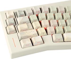TIMSEKER 130 Keys Custom PBT Keycaps Set, Green Side Print Keycaps Shine Through, Backlit Cherry Profile Keycaps, Cherry Mx Keycaps Five Side Dye Sub Retro Keycaps 60 Percent for Mechanical Keyboard