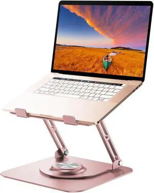 JOYEKY Laptop Stand for Desk, Adjustable Computer Stand with 360° Rotating Base, Ergonomic Laptop Riser for Collaborative Work, Foldable & Portable Laptop Stand, fits for All 10-16" Laptops