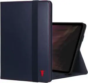 TORRO Case Compatible with iPad Pro 11 5th Gen (2024)  Premium Leather iPad Pro 11 2024 Case with Stand Function & Apple Pencil Connectivity (Navy Blue with Red Detail)
