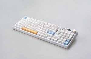 NJ98 Wireless Custom Mechanical Keyboard with Screen Knob 96% Hot Swappable RGB Keyboard Mac Windows (White, Steel Plate - Gateron Milky Yellow Pro)