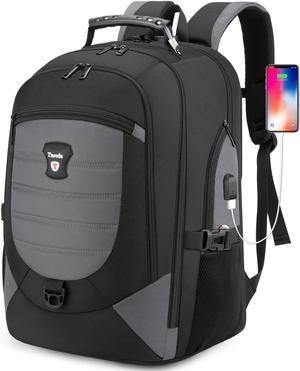 Tzowla Travel Laptop Backpack for Men&Women,17.3" Computer Water Resistant Anti Theft TSA Friendly Backpacks with Lock and USB Charging Port,College Business Work Hiking Bookbag Daypack,Dark Grey