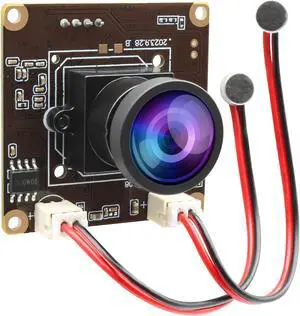 ELP 5mp USB Camera Module with Dual Microphone for Computer Mini Lightburn Camera for Laser Engraver UVC USB2.0 PC Camera 1944P USB Security Camera for Raspberry Pi (120° Low Distortion Lens), grown
