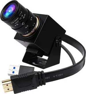 ELP 4K USB3.0 HDMI USB Camera Manual Zoom Webcam 4K 60fps PC Camera Mini Close-up Camera for Computer H.264 Telescope USB Security Camera 8mp Industrial CCTV Camera (2.8-12mm 4X Zoom Lens), Black