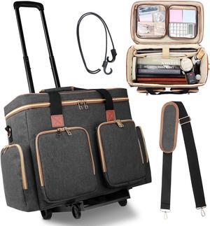 Sambois Rolling Teacher Tote Bag with Detachable Trolley, Wheeled Teacher Bag with Padded Laptop Compartment for up to 15.6 Inch, Multifunctional Rolling Briefcase for Teaching& Office (Elegant Gray)