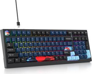 iTastatur 96% Percent Keyboard Programmable,99 Keys Wired Hot-swappable RGB Mechanical Gaming Keyboard Gasket Mount with Quiet Pre-lubed switches for Mac/Win (Dark Blue)