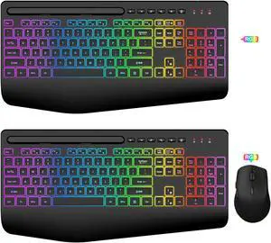 SABLUTE 2 Pack Wireless Keyboard and Mouse, Keyboard & Mice Combo with Phone Holder, 2.4G Lag-Free, Silent Cordless Set for Windows, Mac, PC, Laptop, (Mouse & No Mouse)