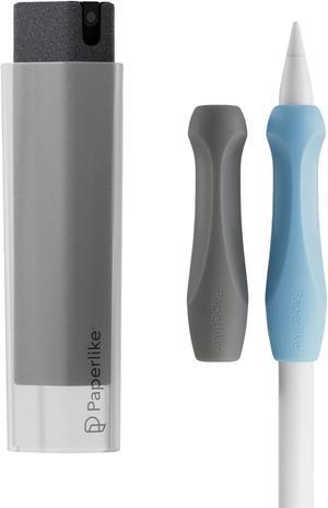 Paperlike's Pencil Grips & Cleaning Kit for Apple Pencil and iPad - 2X Grips for Ergonomic Precision and 1x refillable Microfiber Spray Bottle & Cleaning Solution + 5 Refill Tablets