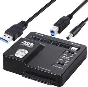 A-Goldnest USB 3.0 to IDE and SATA Converter External Hard Drive Adapter Kit for Universal 2.5/3.5 HDD/SSD Hard Drive Disk, Included 12V/2A Power Adapter