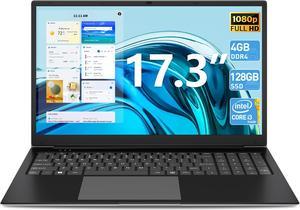 SGIN Laptop 173 Inch Laptops Computer with Core i3 Processor up to 24 GHz 4GB DDR4 128GB SSD Notebook 1920x1200 Display 60800mWh Battery Webcam Mini HDMI USB32  2 TypeC
