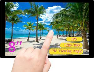 UeeKKoo 8inch Capacitive Touch Screen 1280 x 800 IPS LCD Display, HDMI Interface, 10-Point Touch, USB Type-C Port, Compatible with Raspberry Pi 5/4B/3B+/3B/Raspberry Pi Zero W/Zero 2W/Jetson Nano/PC
