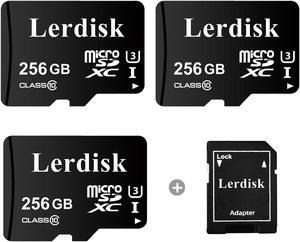 Lerdisk Factory Wholesale Micro SD Card 256GB U3 Pack of 3 in Bulk MicroSDXC with Adapter Produced by Authorized Licencee(256GB)
