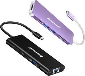 Hiearcool 8IN1 USB C Hub Ethernet (Black), 7IN1 USB C Dongle (Purple)