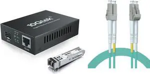 Gigabit Fiber to Ethernet Media Converter Kit with 20m OM3 Multimode Patch Cable