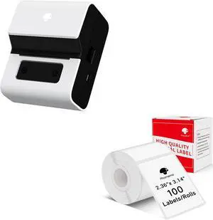 Phomemo Label Maker- M221 Address Label Printer 3 Portable Bluetooth Label Maker Machine for Barcode, Address, Logo, Mailing, Stickers, Small Business, Home, Office, White