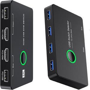 [(Blundle)] ULXUUUN USB 3.0 Switch + KVM Switch HDMI, KVM Switch 1 Monitor for 2 Computer