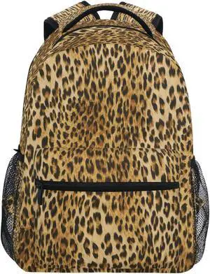 Vdsrup Vintage Leopard Print Backpack for Girls Kids Boys Chic Animal Print School Book Bag Waterproof Student Laptop Backpacks College Carrying Bags Casual Durable Lightweight