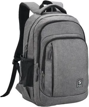 WIRABO Laptop Backpack for Men Travel Backpack Water-Resistant 15.6 Inch Computer Backpack Work Business Grey