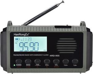Emergency Radio 10000MAH Weather Radio Solar Hand Crank AM/FM/SW/NOAA Weather Alert Portable Shortwave Radio with Cellphone Charger, Headphone Jack, Flashlight, Reading Lamp and SOS Alarm