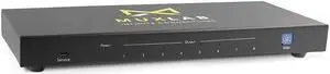 MuxLab 1x8 HDMI Splitter | 1 in 8 Out| 4K@60HZ | 4:4:4 | HDR | HDMI 2.0 | HDCP 2.2 | TrueHD | Dolby Atmos | DTS:X | Use with 4K HDR Monitor for boardroom, Auditorium, Gaming, Digital Signage